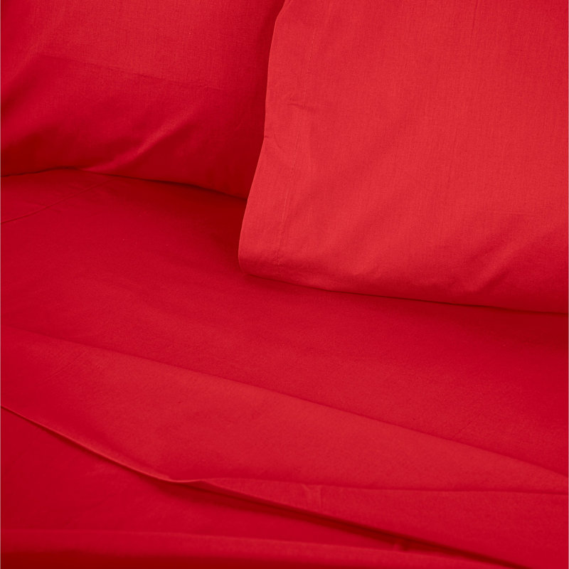Premium King Fitted Sheet, 100% Cotton Ranforce, 63 x 79 + 11.8 Deep Pocket | 145 Thread Count, Machine Washable at 86°F, Vibrant Red Color | Soft, Breathable, and Durable Bedding for Ultimate Comfort