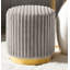 Tabouret d'appoint rond de style contemporain avec piètement en acier inoxydable et revêtement en fourrure pour salon principal