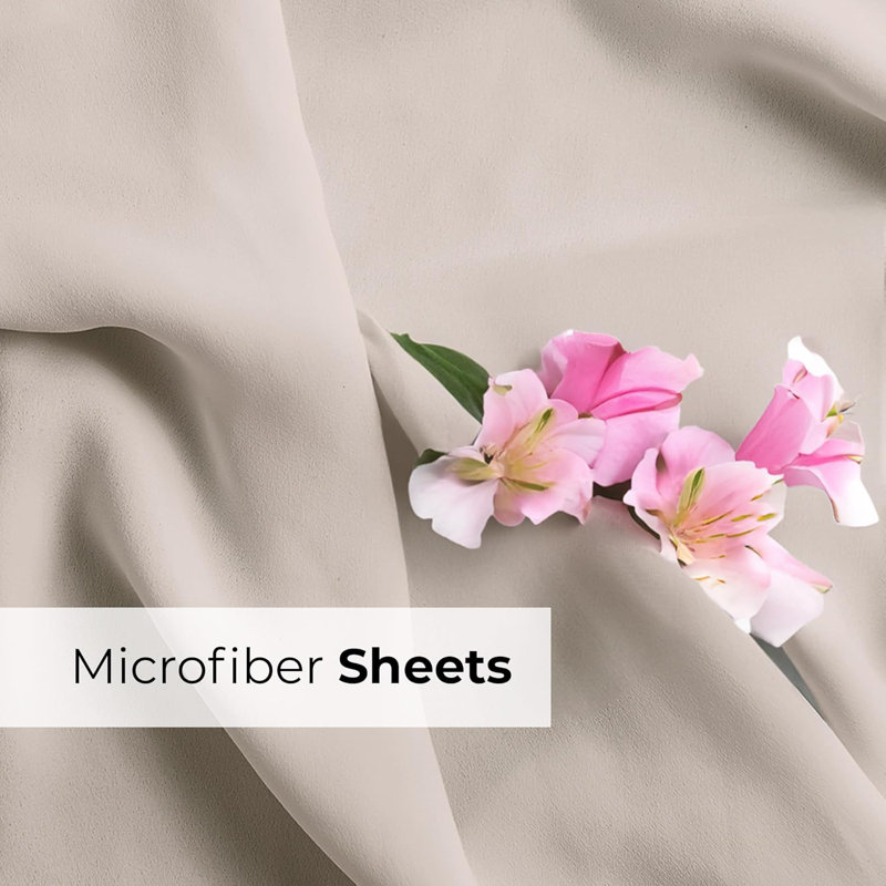 Extra Deep Pocket Sheet Set, Cooling & Breathable Bed Sheets, Soft Hotel Luxury Bedding, Fits 18–24 Inch Mattress, Wheat