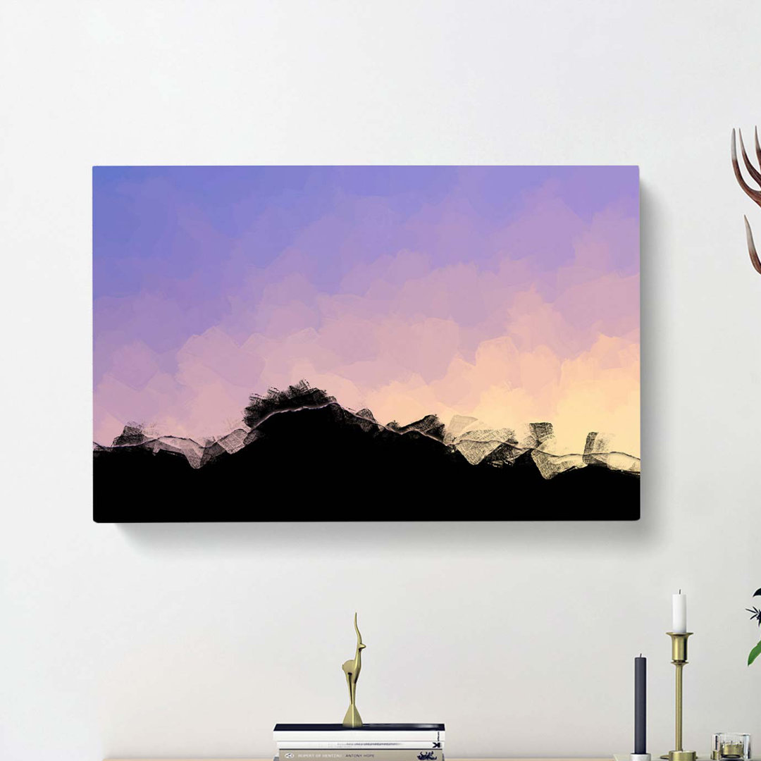 Lilac Sky Above The Mountain In Abstract - Wrapped Canvas