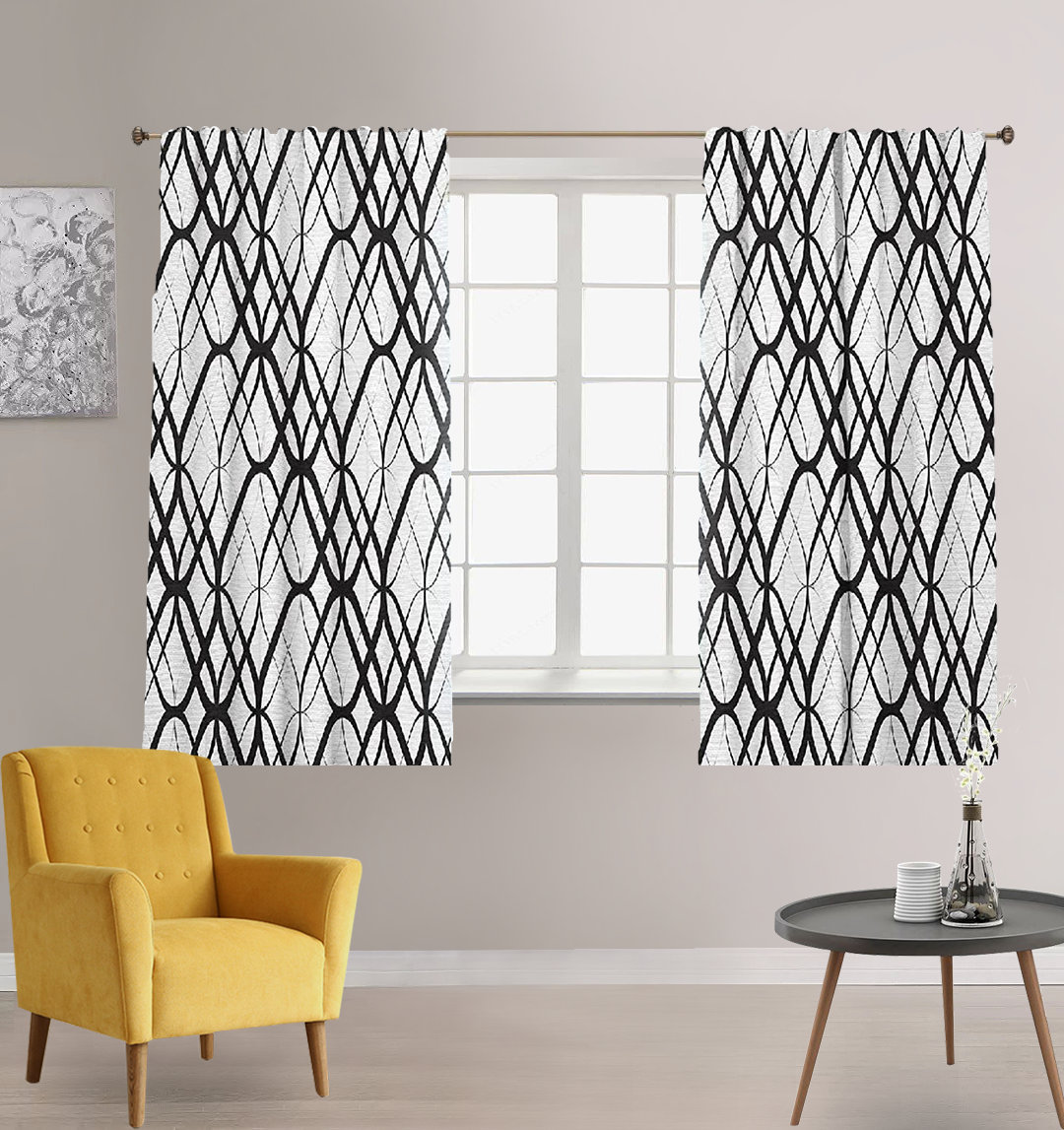 Paracity 'Monochrome Geometric Pattern Mid-Century Modern B Polyester ...