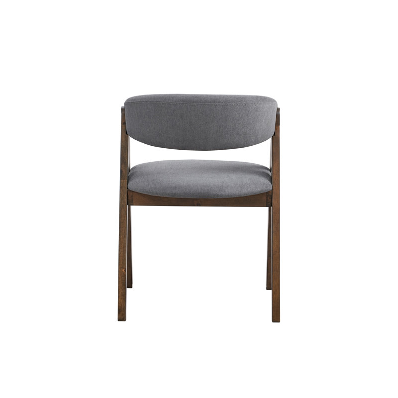 Grey Fabric & Walnut Finish Side Chair (Set Of 2)