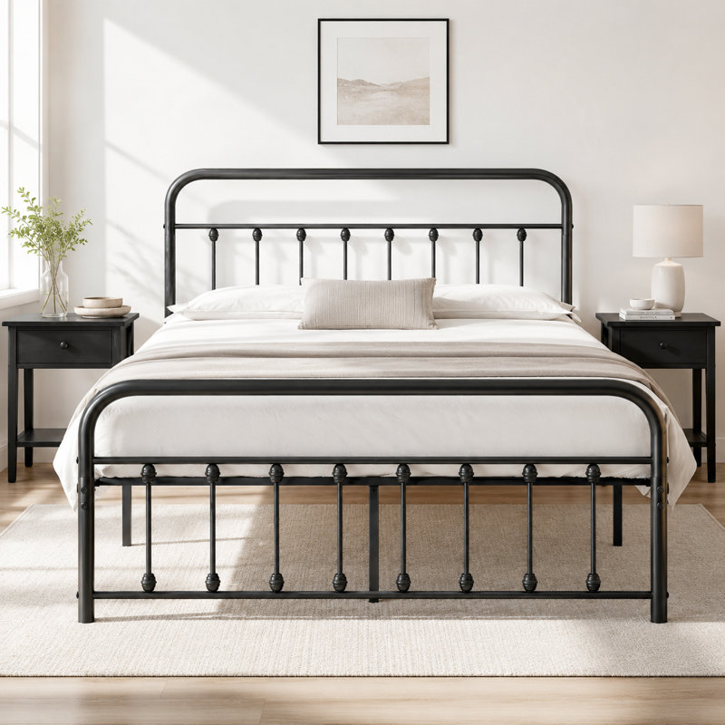 Kempst Queen Size Bed Frame with Headboard and Footboard, Classic Metal Platform Bed Frame, Mattress Foundation with Heavy Duty Metal Slats Support, No Box Spring Needed, Noise-Free
