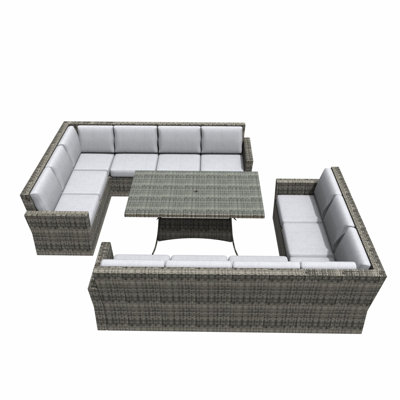 Wicker 12 - Person Patio Conversation Set with Cushions