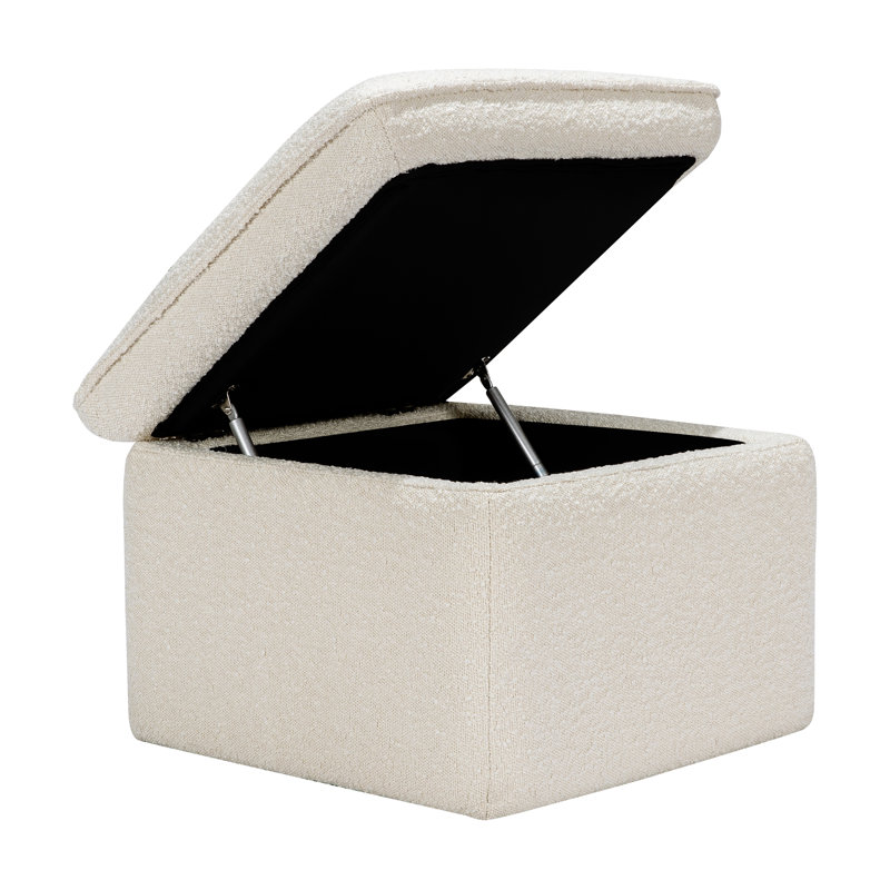 Cali Storage Ottoman, Ivory Boucle