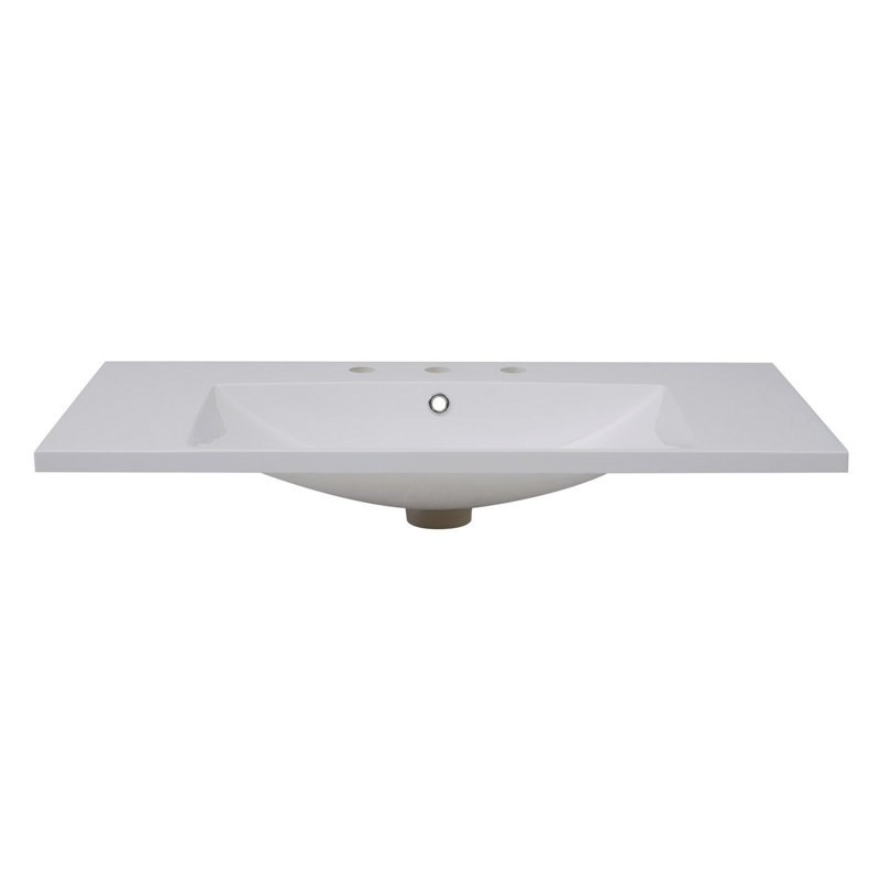 Bathroom Sink With Three Holes, Bathroom Resin Sink With Overflow For Small Spaces