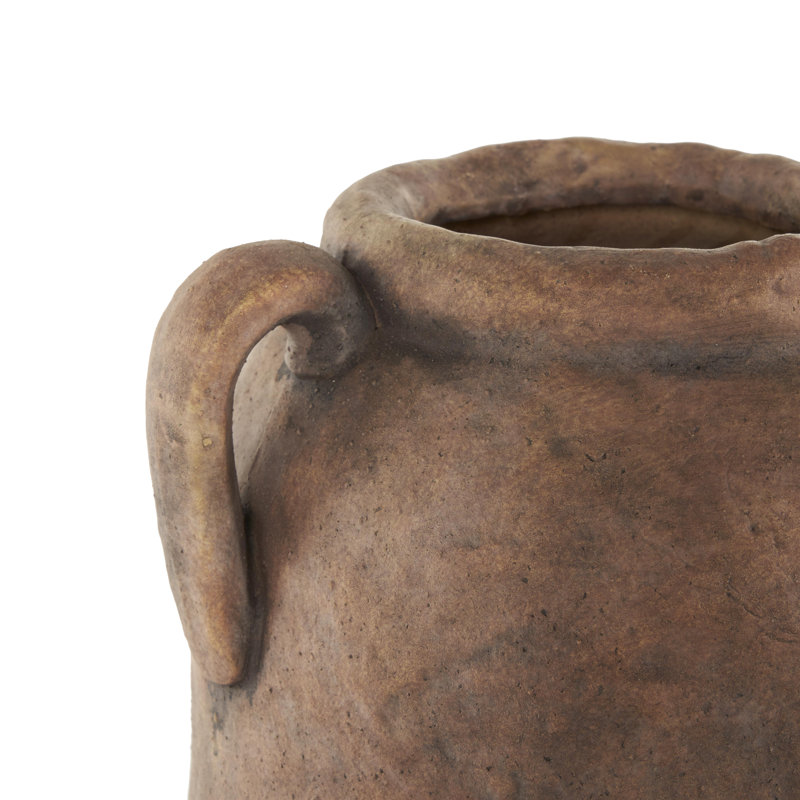 Vase texturé en jonquille et céramique, Brun