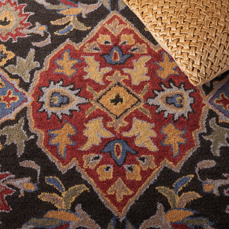 Ayofemi Hand Tufted Wool Floral Rug, Square 6'