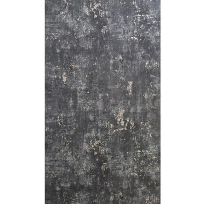 Rouleaux de papier peint imitation béton texturé noir et or rose