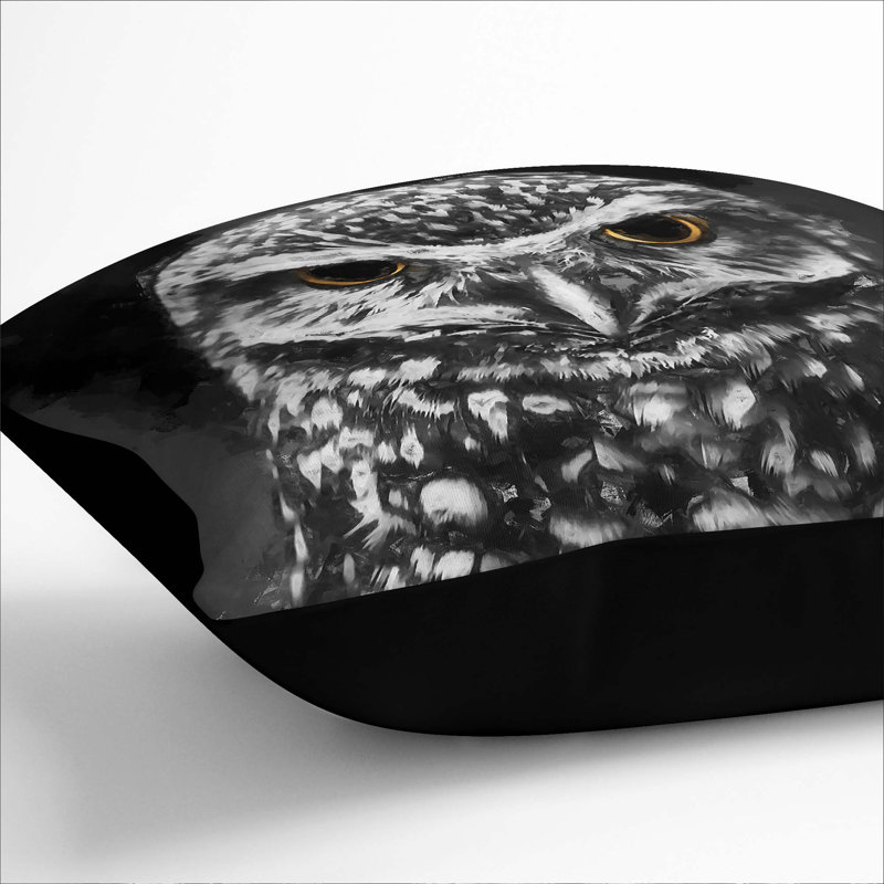 Little Owl Cushion with Filling, Black, 40cm H x 40cm W x 15cm D