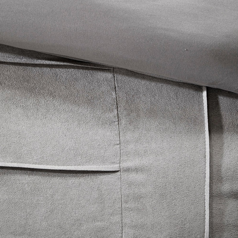 Édredon gris en faux suède - 100% rembourrage, 7 pièces en tissu doux, PC, Gris