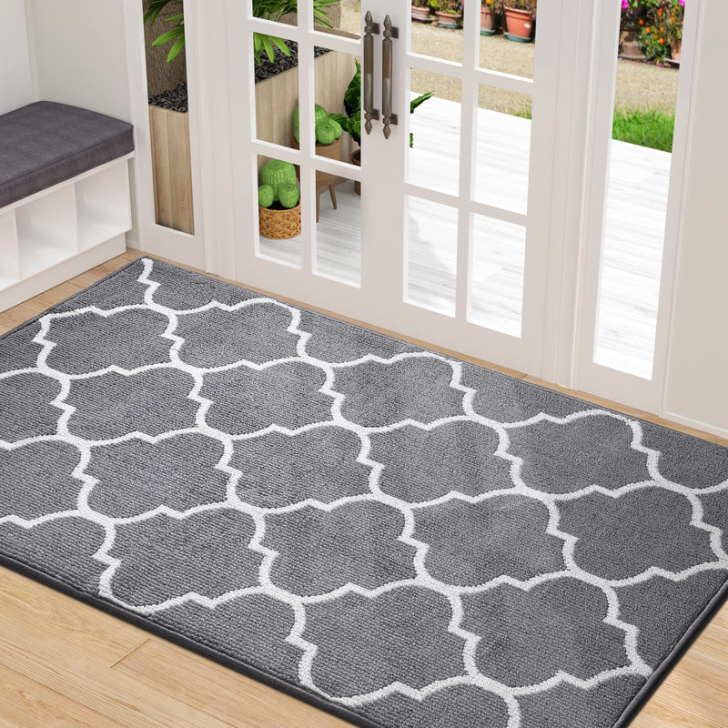 Premium Indoor Outdoor, Non-Slip Absorbent, Resist Dirt, Machine Washable, Entry Decor Rug, Grey, 50.8cm W x 78.7cm L