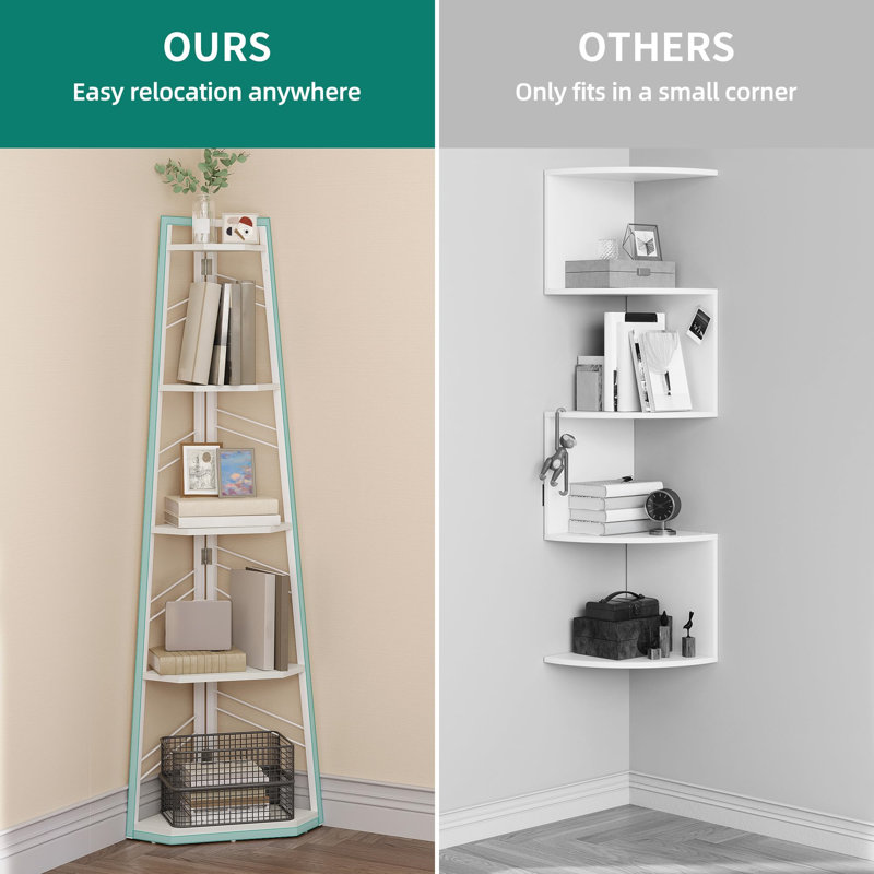 160cm H x 35cm W Metal Corner Bookcase, White
