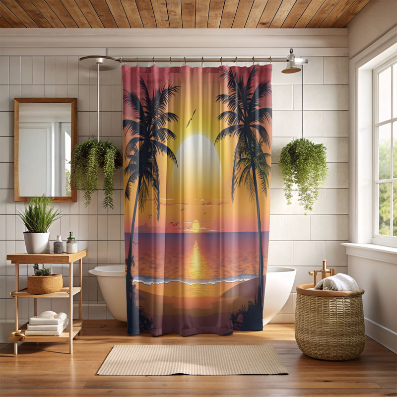 Rideau de douche Seaside Sunset - Premium, H 74 po x l 71 po