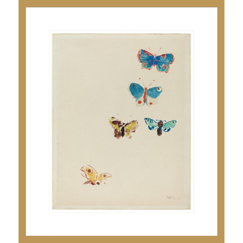 Five Butterflies by Odilon Redon -Framed Giclee Print, 20.97" H x 17.75" W