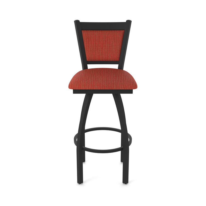 Tabouret pivotant Hadleigh, Tabouret de comptoir (siège d'une hauteur de 25 p, Noir froissé, Tissu - graphite coquelicot