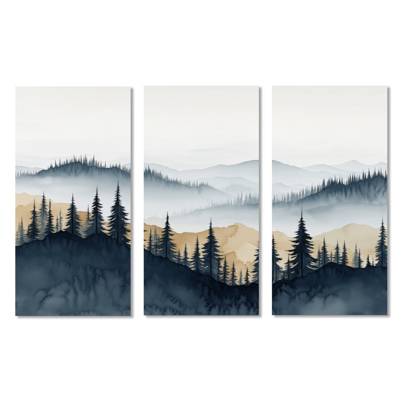 Burand VII - Ensemble de 3 tableaux muraux Montagnes, H 32 po x l 48 po, Toile tendue