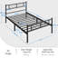 Minimalist Metal Slatted Bed Platform with Arrow Design Headboard-101248772-101364230