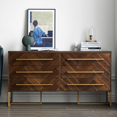Modern Herringbone Solid Wood Wall-Mounted Accent Chest