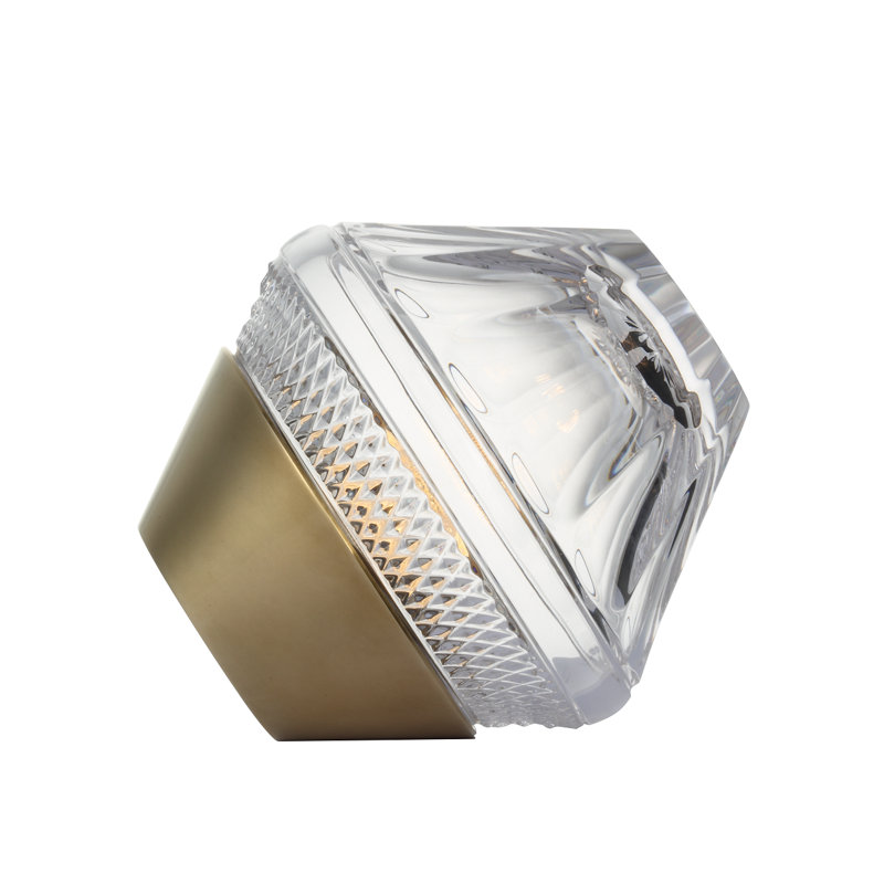 Waterford Copper Coast 5" Rechargeable Accent Lamp with Clear Crystal, Black