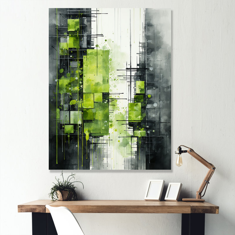 Lime Lofts Skyscraper City Horizon II - gratte-ciel, art mural pour le salon, Toile tendue, H 44 po x l 34 po x P 1,5 po