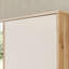 Rajish Modern wardrobe with 3 doors, 4 drawers, mirror, clothing rail and shelves, engineered wood, warm oak decor/beige, 144.4 cm W x 200.1 cm H x 52.7 cm D