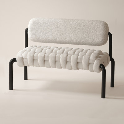 48.43-inch white rectangular sheepskin soft-sided bedroom bench