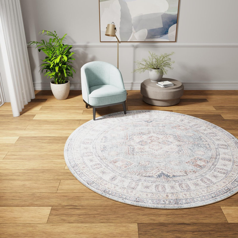 Tapis vert doux Aucun, Rond 2 pi