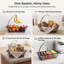 Panier à fruits rectangulaire avec support à banane, bol à fruits en métal avec base en bois, organisateur de table de cuisine, bol à fruits noir pour comptoir de cuisine, bols à légumes pour fruits, légumes, collations.