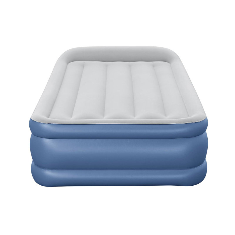 Bestway Tritech Inflatable Airbed Home Air Mattress with Air Pump, Blue/White, Double