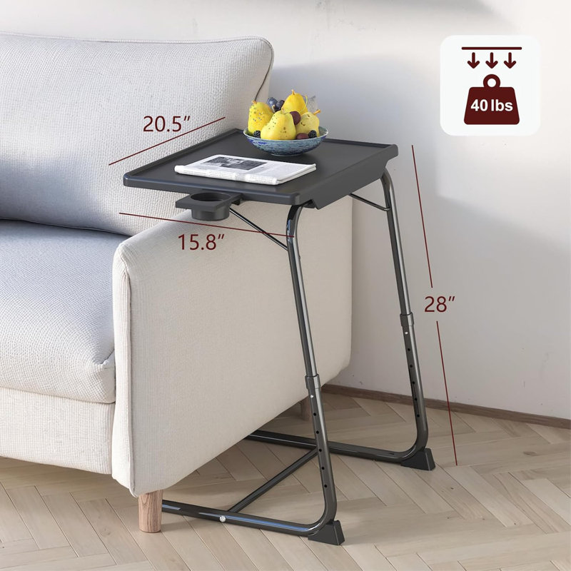 Adjustable TV Tray Table With Cup Holder,comfortable Laptop Stand For Bed & Sofa