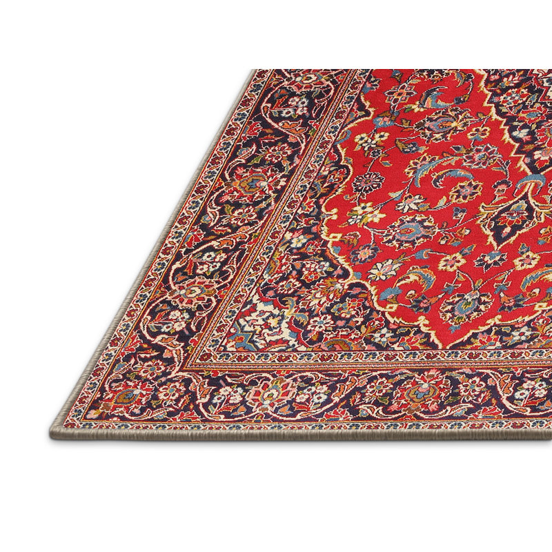 Tapis rouge/beige/noir traditionnel Weslyn, Rectangle 5 pi x 7 pi
