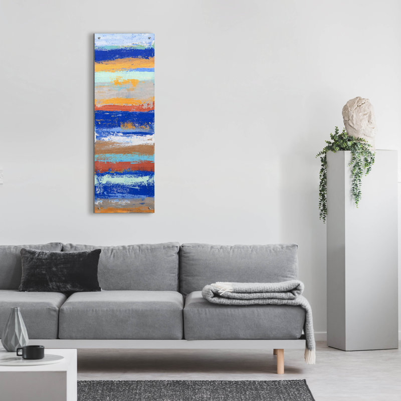 «Blue and Metal 1» par Hilary Winfield, H 48 po x l 16 po x P 0,2 po
