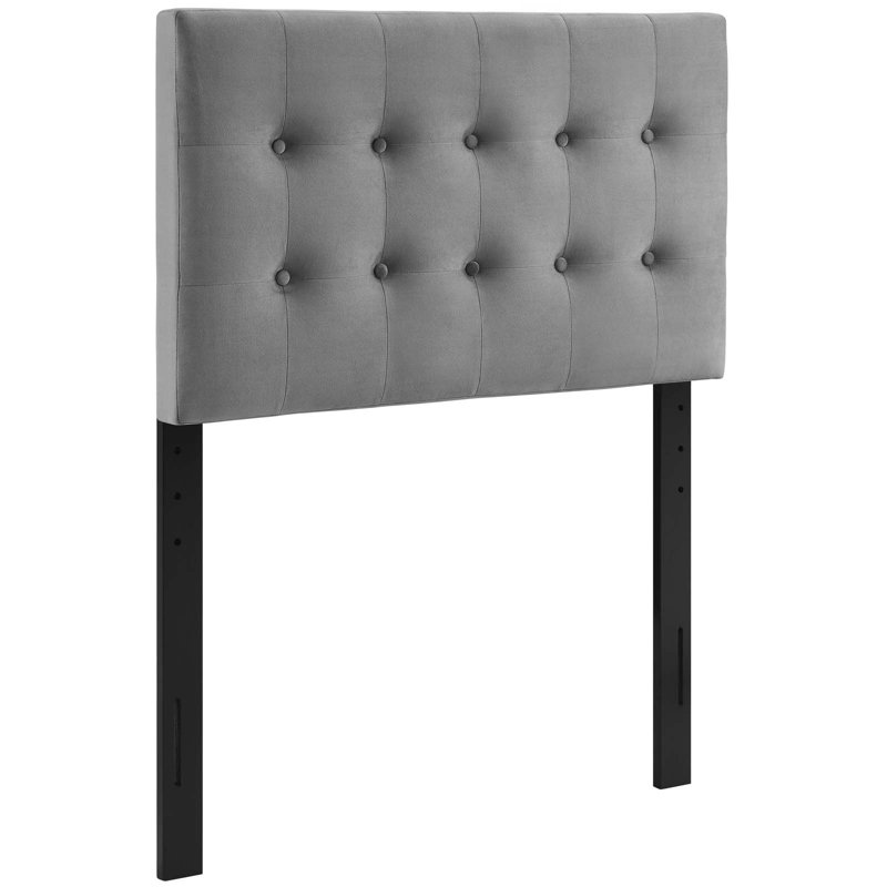 Tufted Performance Velvet Headboard, Twin, Grey