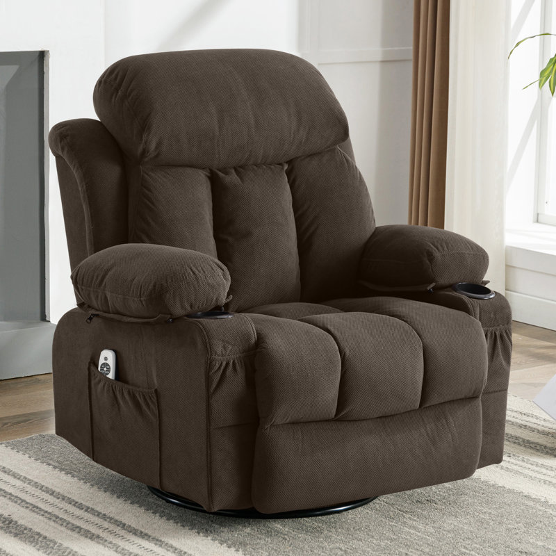 Swinging Recliner Massage Heated Sofa, Brown