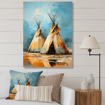 «Yellow Native Tent Rhythms Collage III», reproduction d'art sur toile encadrée