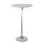 Table d'appoint ronde 14 po x 14 po x 24 po avec plateau en marbre blanc et palmier doré