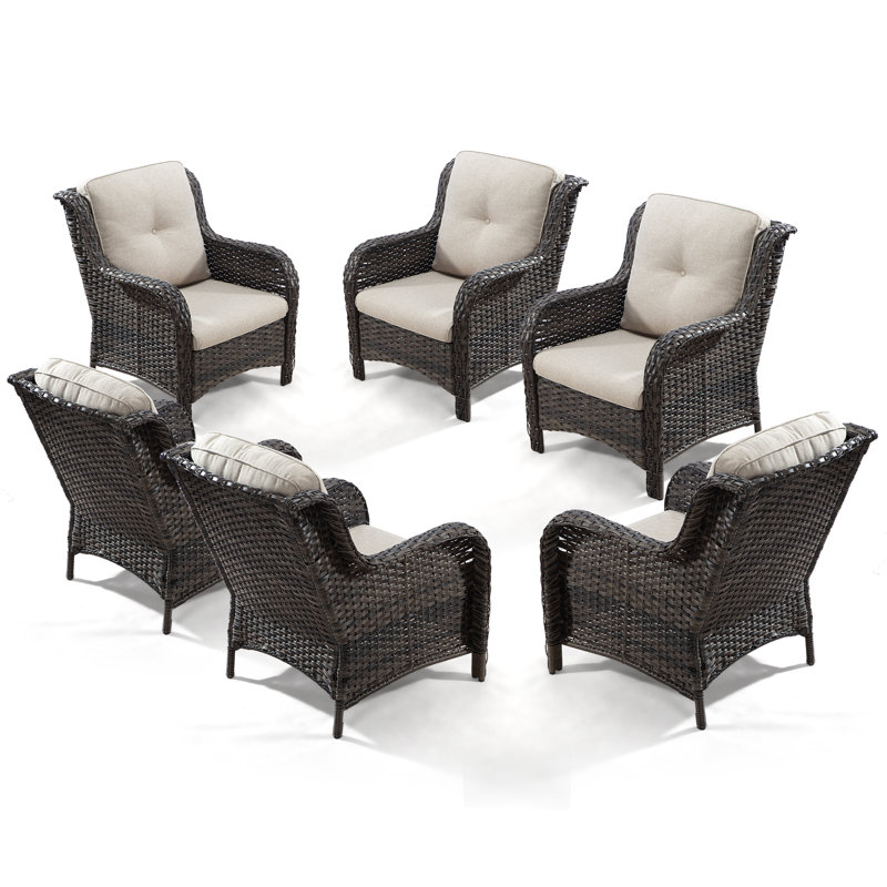 Anahit Wicker Outdoor Lounge Chair (Set of 6), Beige