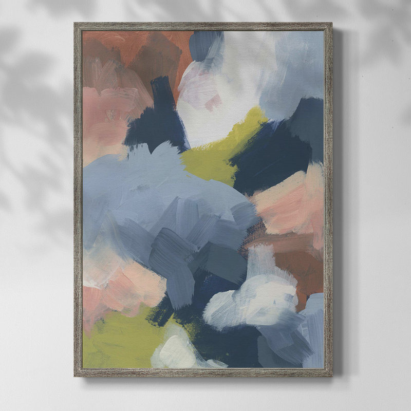 «Soft Indigo Atmosphere I» - impression d'un seul cadre photo, H 30,5 po x l 22,5 po, Pas de tapis, Papier avec cadre argenté