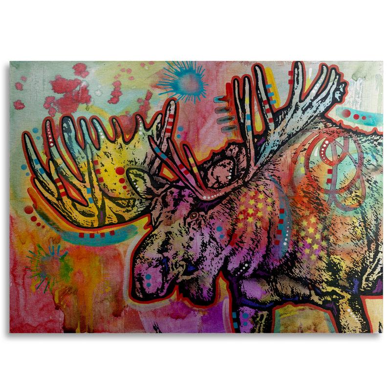 «Moose» par Dean Russo - impression d'art graphique, H 16 po x l 22 po x P 1 po, Sans cadre, Aucun mat