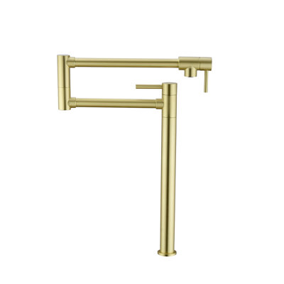 Topcraft 2 Handle Single Hole Kitchen Pot Filler Faucet, Brushed Gold