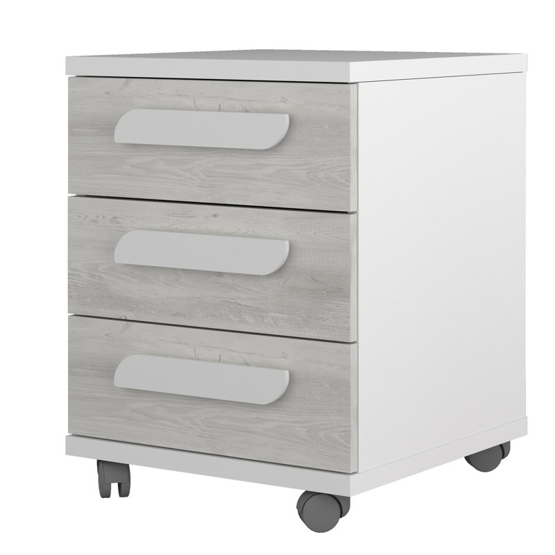 Annabelle 3 Drawer Nightstand, Grey/White