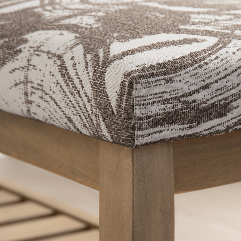 Polyester Upholstered Storage Bench, Prints Brown
