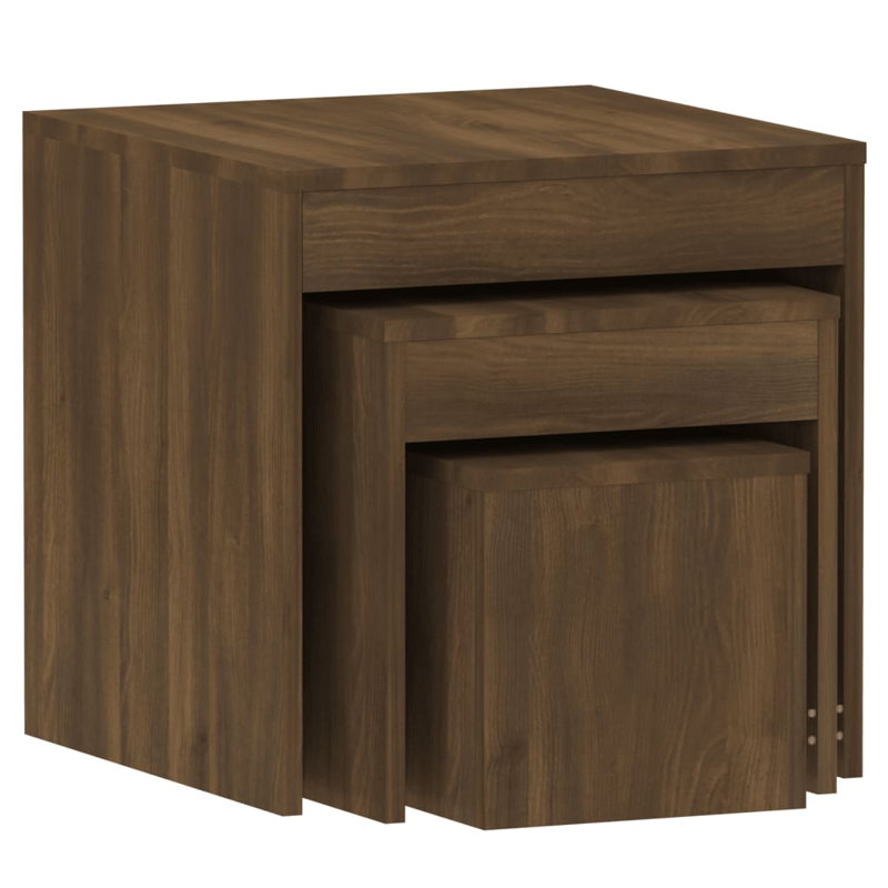 Gnesis Nesting Tables 3 pcs Engineered Wood, Brown Oak, Brown Oak