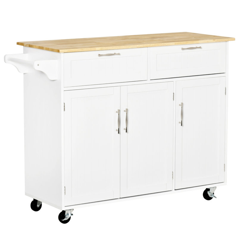 Îlot de cuisine mobile avec rangement (tabouret non inclus)