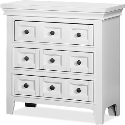 Transitional Style Solid Wood 1Pc Nightstand Only Bedroom Furniture Bedside Table Round Knobs 3-Drawers Nightstand