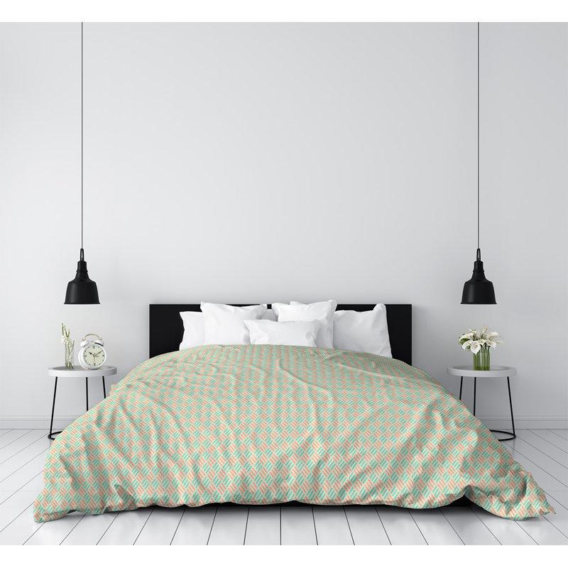 Housse de couette simple Katelyn Elizabeth, Housse de couette pour très grand lit, Sarcelle / orange, Polyester brossé