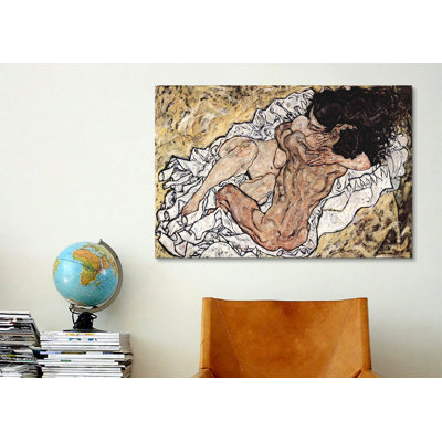 The Embrace (The Loving) by Egon Shiele Painting Print on Wrapped Canvas