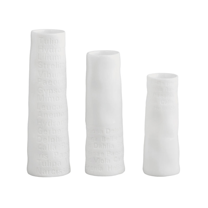 A Poetic Space Porcelain Mini Vases - Set of 3 - Flower Names Embossed