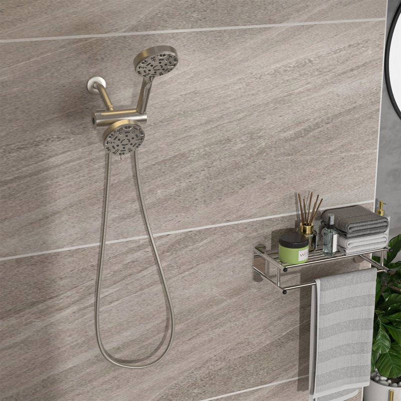 Pomme de douche double multifonction - Système de douche avec pomme de douche à pluie de 4,7 po, douche à main 8 fonctions